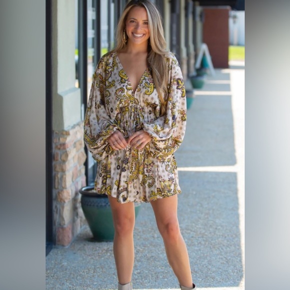 FREE PEOPLE Arzel Mini Dress in Tea Combo NEW - Picture 7 of 7